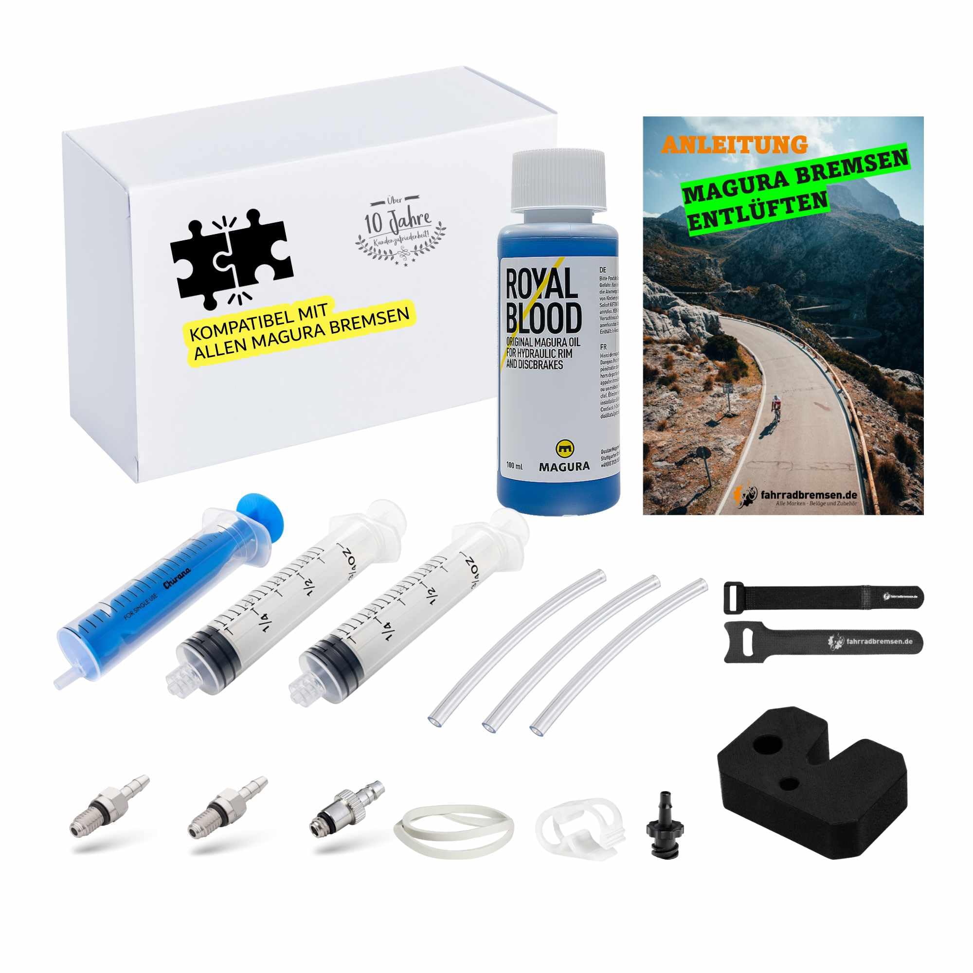 fahrradbremsen.de Entlüftungskit für alle Magura Bremsen Entlüftungsset inkl Original Magura Royal Blood Mineralöl 100ml
