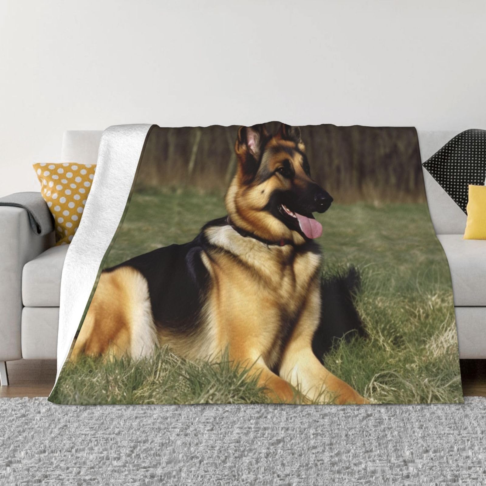 KLOPH German Shepherd Dog Throw Blanket 40"x30" Flannel Fluffy Warm Blanket for Couch, Reversible Plush Blankets for Bed, Comfy Fuzzy Blanket for Sofa, Plush Lightweight-Blankets for All Season