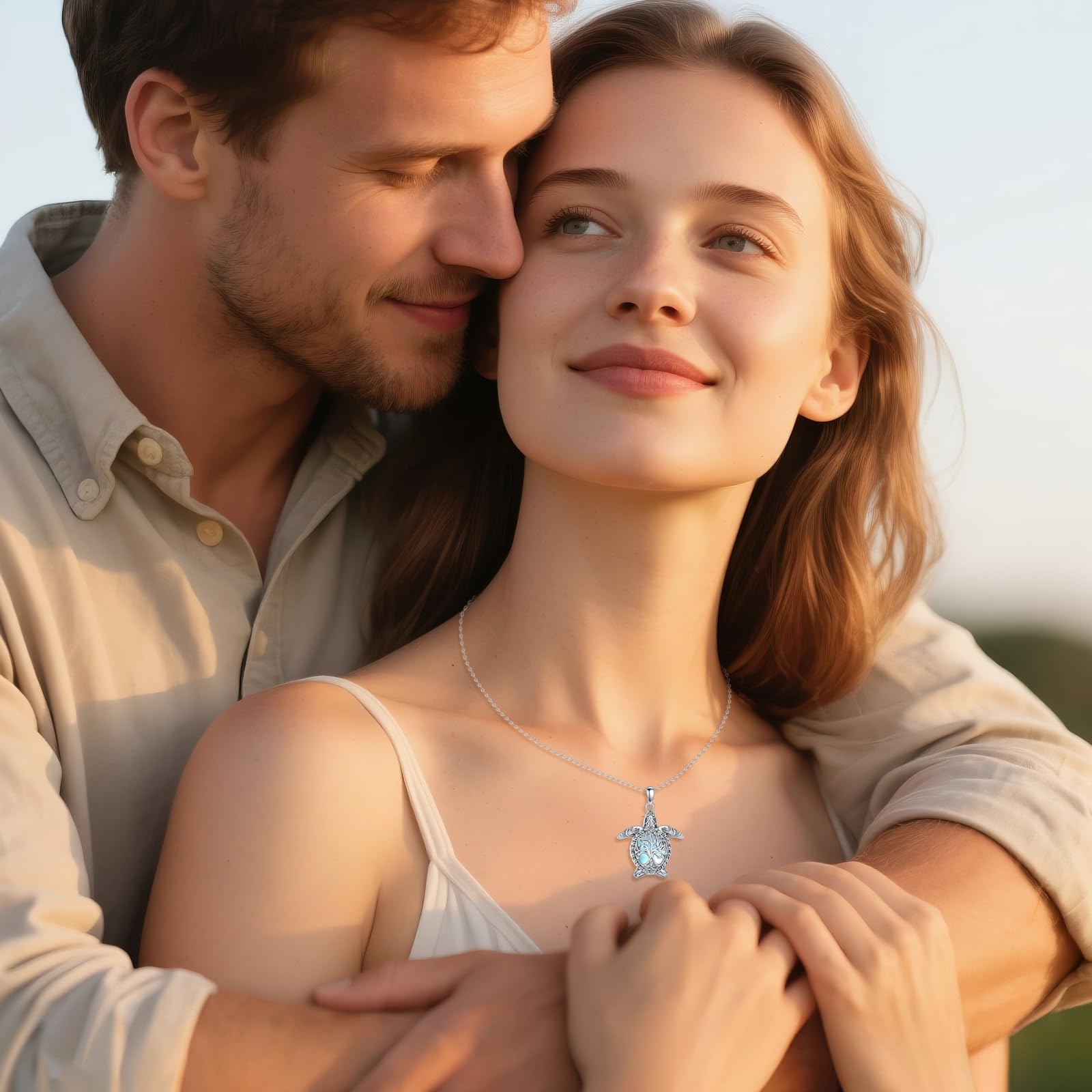Meeresschildkröte/Eule Mondstein kette Halskette 925 Sterling Silber Lebensbaum Filigraner Anhänger Halskette Valentinstag Schmuck für Damen