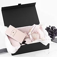 Vista 4 de Purple Q Crafts Caja de Regalo Rígida Acanalada Negra con Tapa de Cierre Magnético 14" x 9" x 4" Cajas de Favor Rectangulares con Elegante Acabado