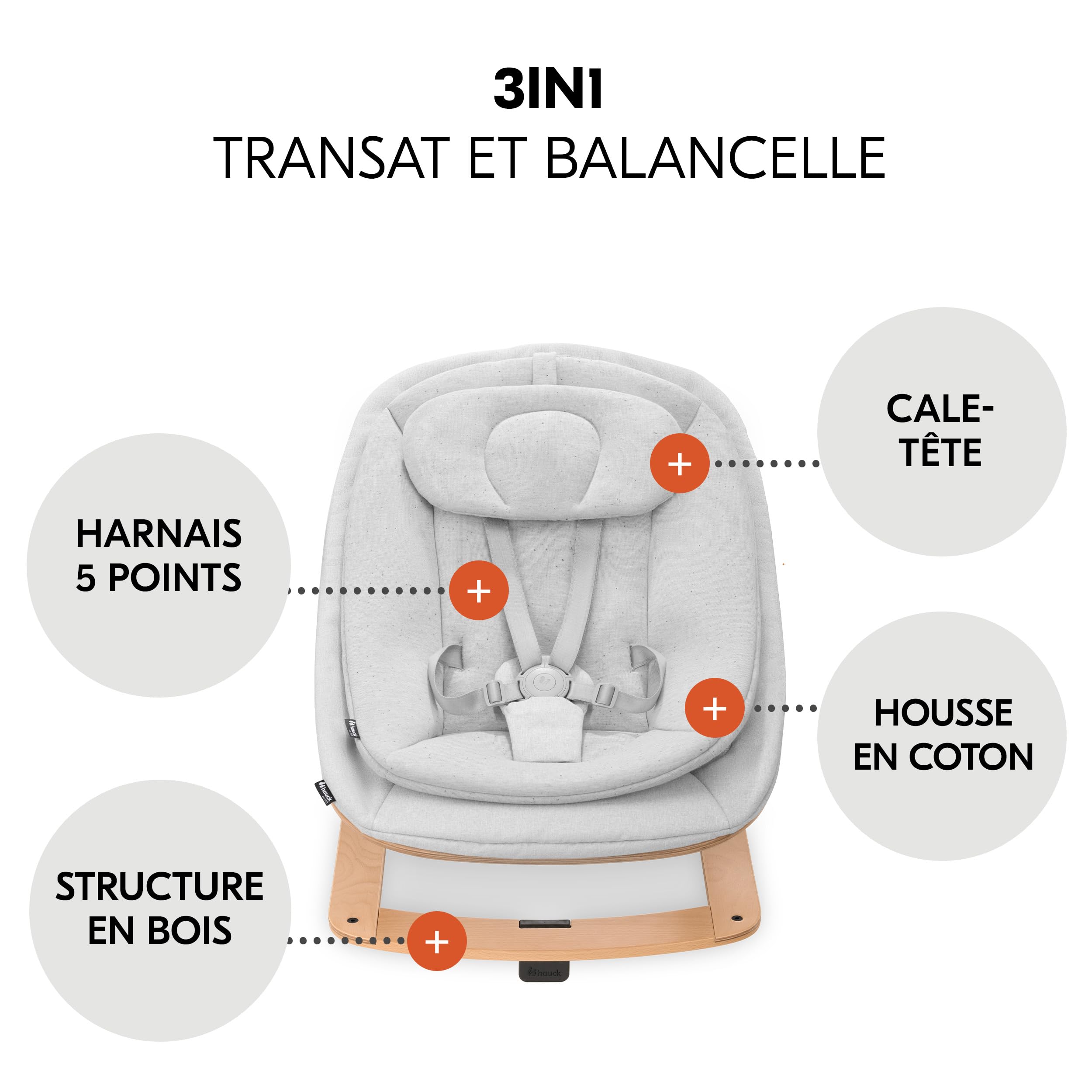 hauck Chaise Haute Bébé Alpha Move avec Siège Nouveau-né Eco - Natural | Chaise haute évolutive en bois, de la naissance à 90 kg, inclus assise bébé, coussin, tablette repas, roulettes