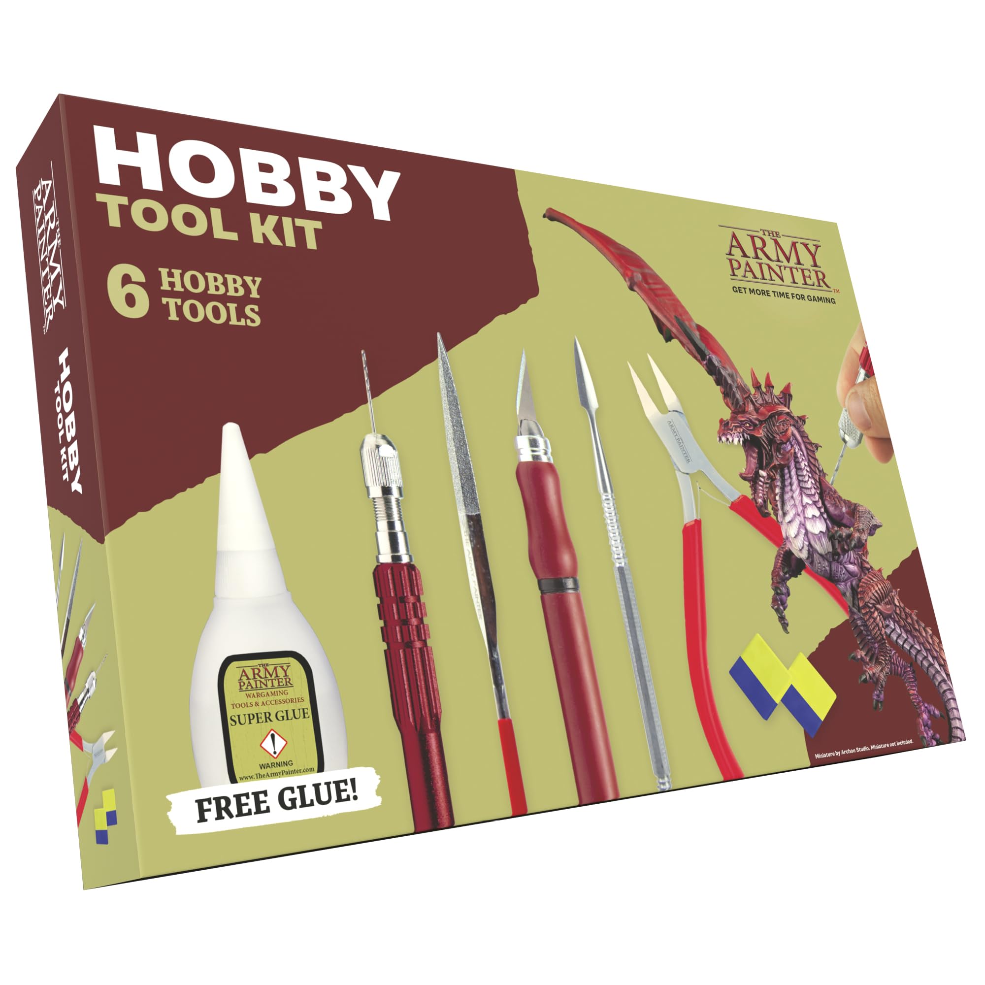 The Army Painter, Hobby Tool Kit with Glue & 6 Tools: Drill incl. 3 bits, Hobby Knife, Side Cutter, Sculpting Tool & Green Stuff - Tools for Warhammer & DND Modeling Plastic, Resin & Metal Miniatures