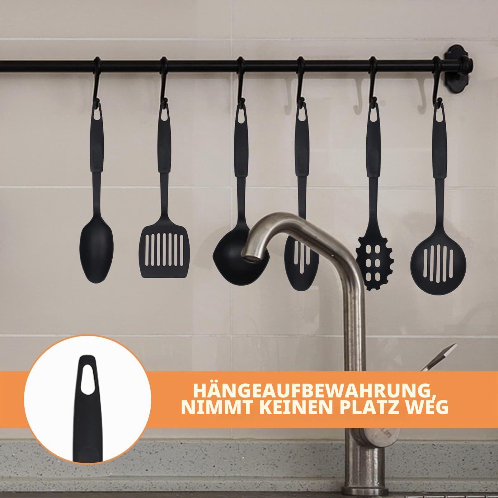 Induktionskochfeld-Topf-Set, 13-teilig, antihaftbeschichtete Töpfe und Spatel, Küchen-Kochgeschirr-Set, Bratpfanne, Suppentopf mit Anti-Verbrühungsgriff, stapelbares Kochgeschirr, Camping-Set für alle