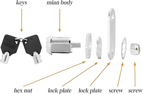 Miniatura 9 de Cerradura de leva para gabinete con llave similar, cerradura de caja de herramientas cilíndrica de 1-18 pulgadas con llaves, cerradura de cajón