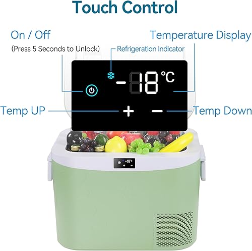 Miniatura 5 de Refrigerador portátil de 12 V, 19 cuartos de galón (18 litros) 12 voltios congelador compresor enfriador 12V/24V DC 110~240 V CA para camión, Verde