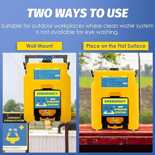Miniatura 3 de Frifreego Estación de lavado de ojos resistente de 14 galones, estación portátil de lavado de ojos aprobada por OSHA, estación de lavado de ojos