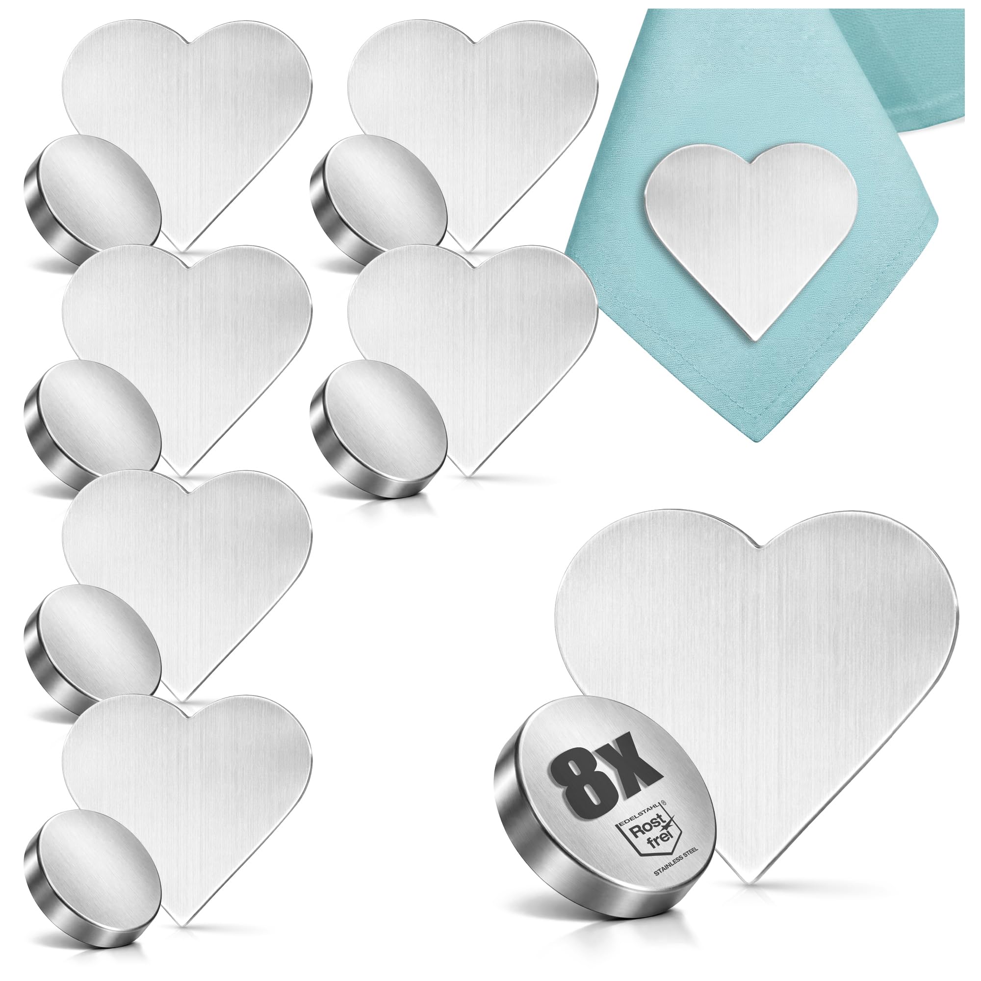 com-four® 8X Tischdeckenbeschwerer - Tischtuchgewichte aus Edelstahl - magnetische Tischtuchklammer - ca. 45g