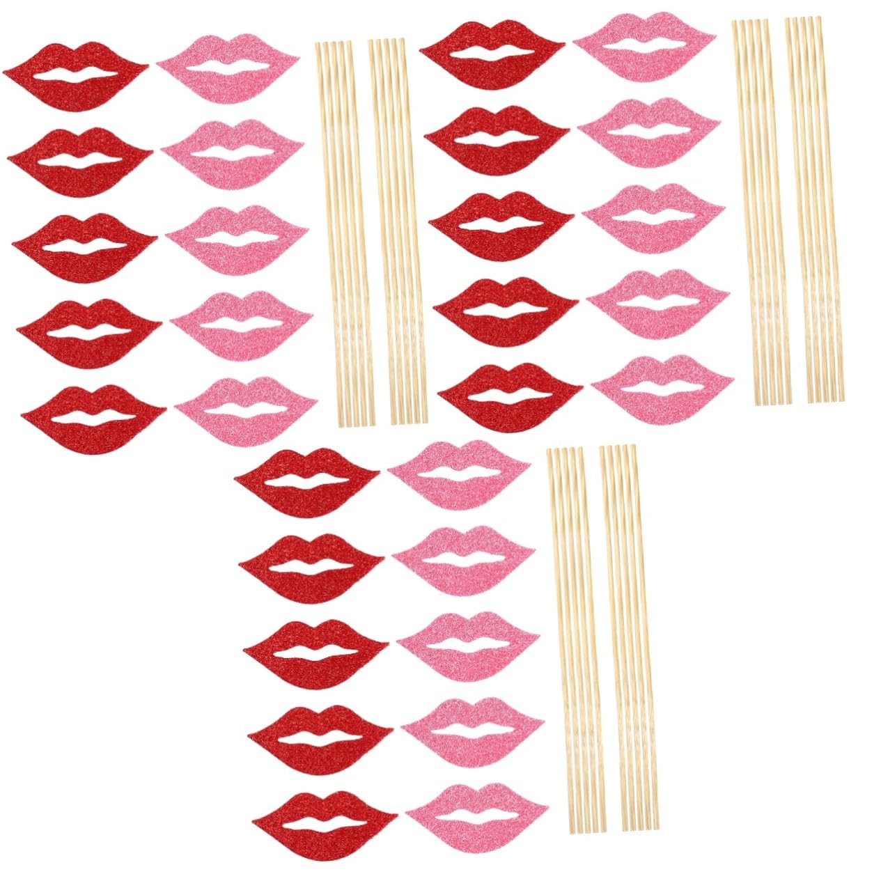 INOOMP 3 Sätze Teiliges Lustiges Lippen Foto Requisiten Mit Roten Und Pinken Party Selfie Props Für Hochzeit Geburtstag Kostümfest Familienfeier Geeignet 40 Stück * 3