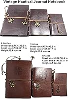 Vista 3 de Ailifly Cuaderno de escritura de cuero náutico vintage, hojas sueltas en blanco, recargable, diario de viaje en relieve, cuaderno en espiral