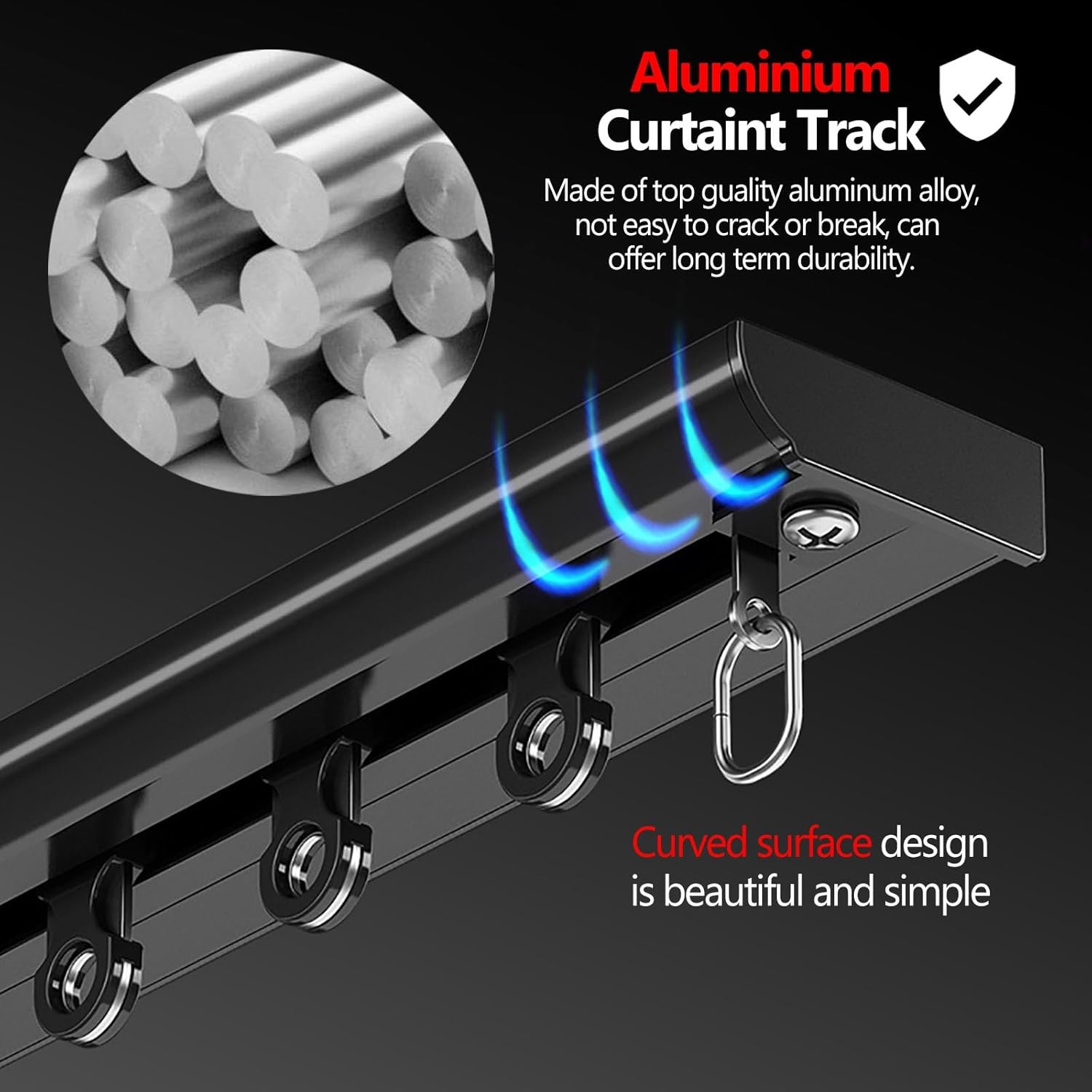 頑丈な天井取り付け式カーテンレール 長さ3.5m 間仕切りカーテンポール フック付き プライバシーカーテンレール 共用寝室用 シャワ