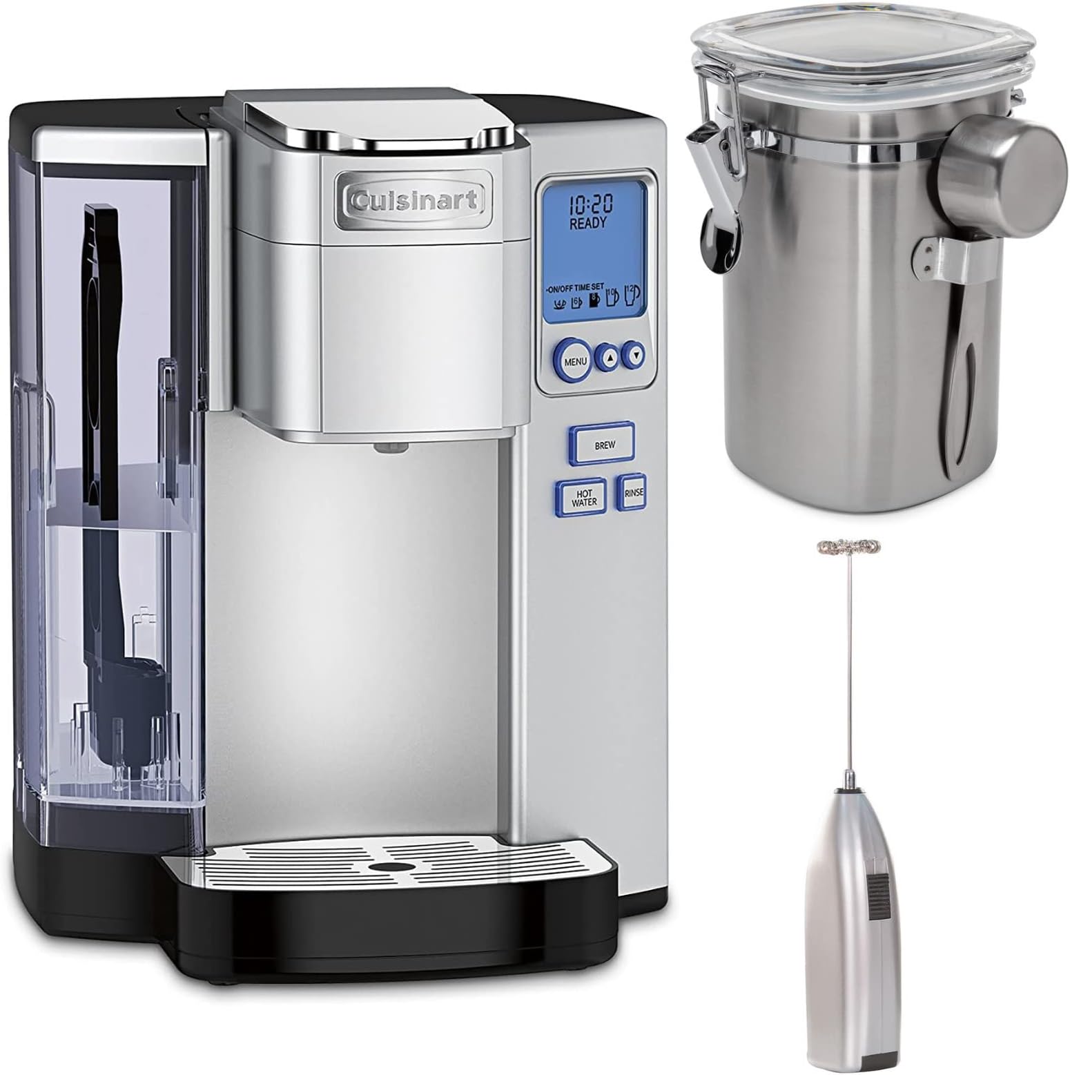 Cuisinart SS-10P1 Premium Single Serve Coffeemaker with Coffee Canister and Handheld Milk Frother Bundle (3 Items)