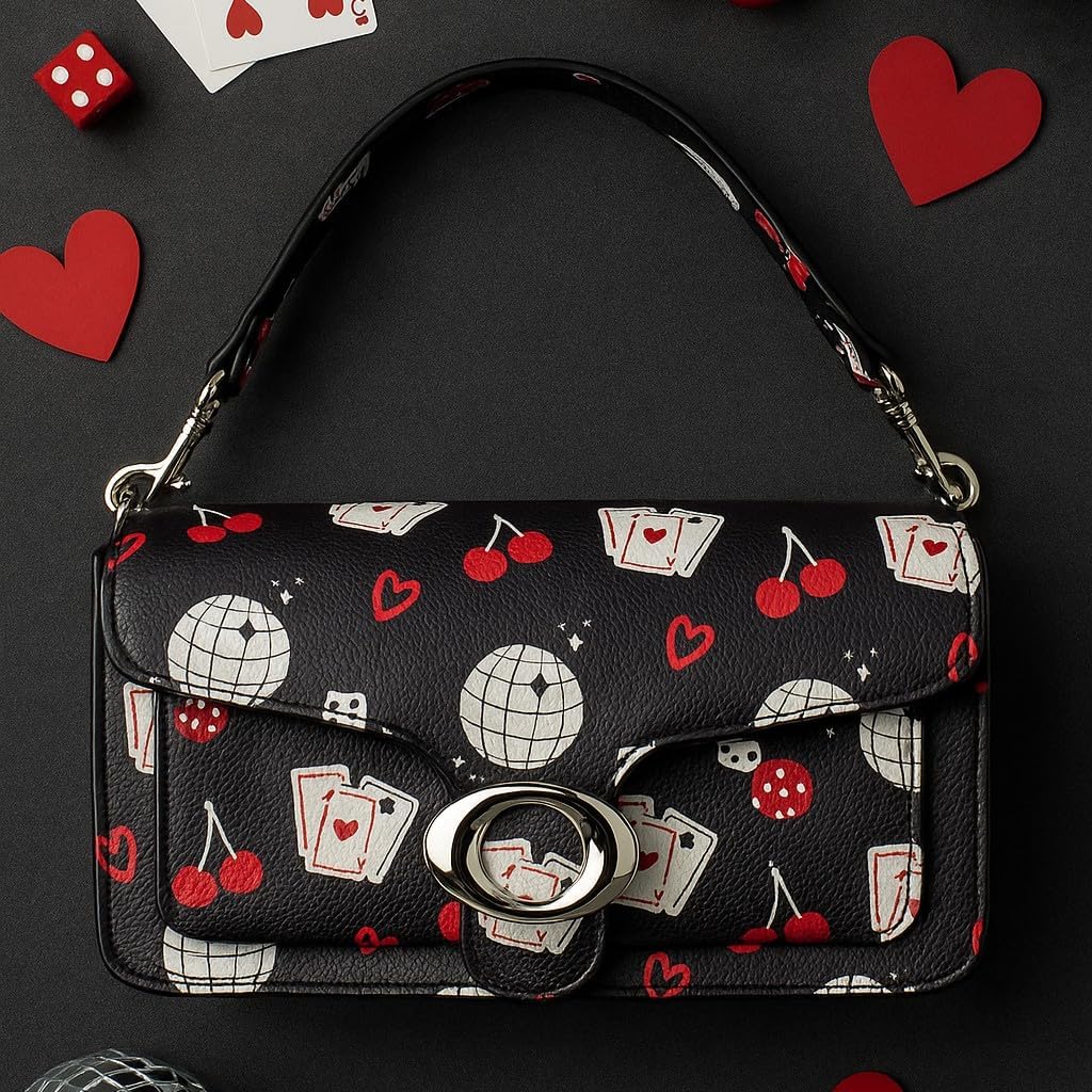 Mini Top Handle Handbag for Women Y2K Printed PU Leather Small Crossbody Purse with Adjustable Strap Novelty Shoulder Bag