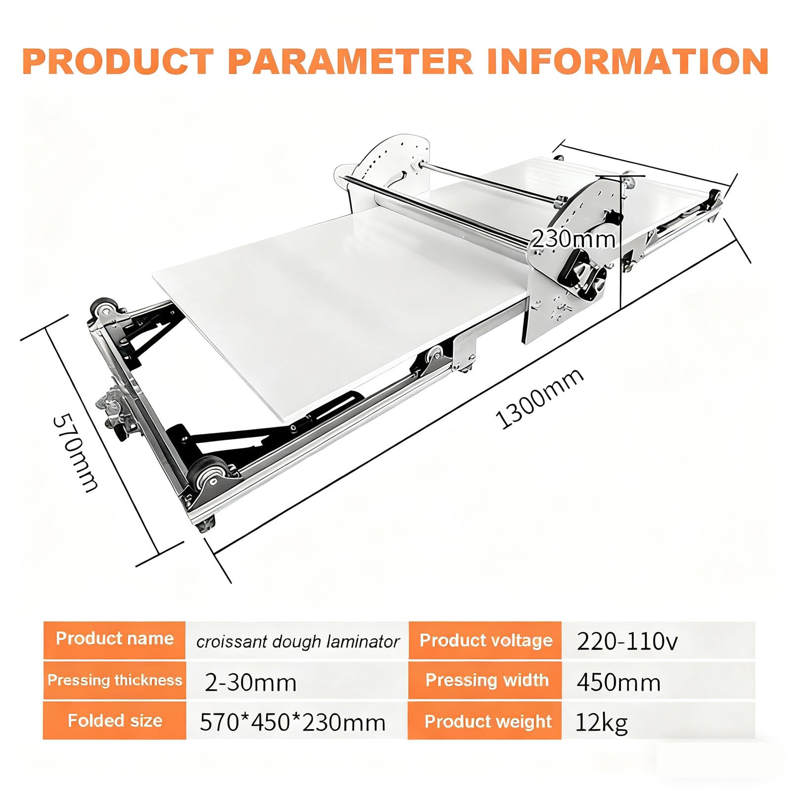Máquina Laminadora Masa Comercial, Prensadora Masa con Rodillo para Pasta, Laminadora de Masa para Pizza con Cinta Transportadora de 1000 × 450 mm, Equipo de Panadería