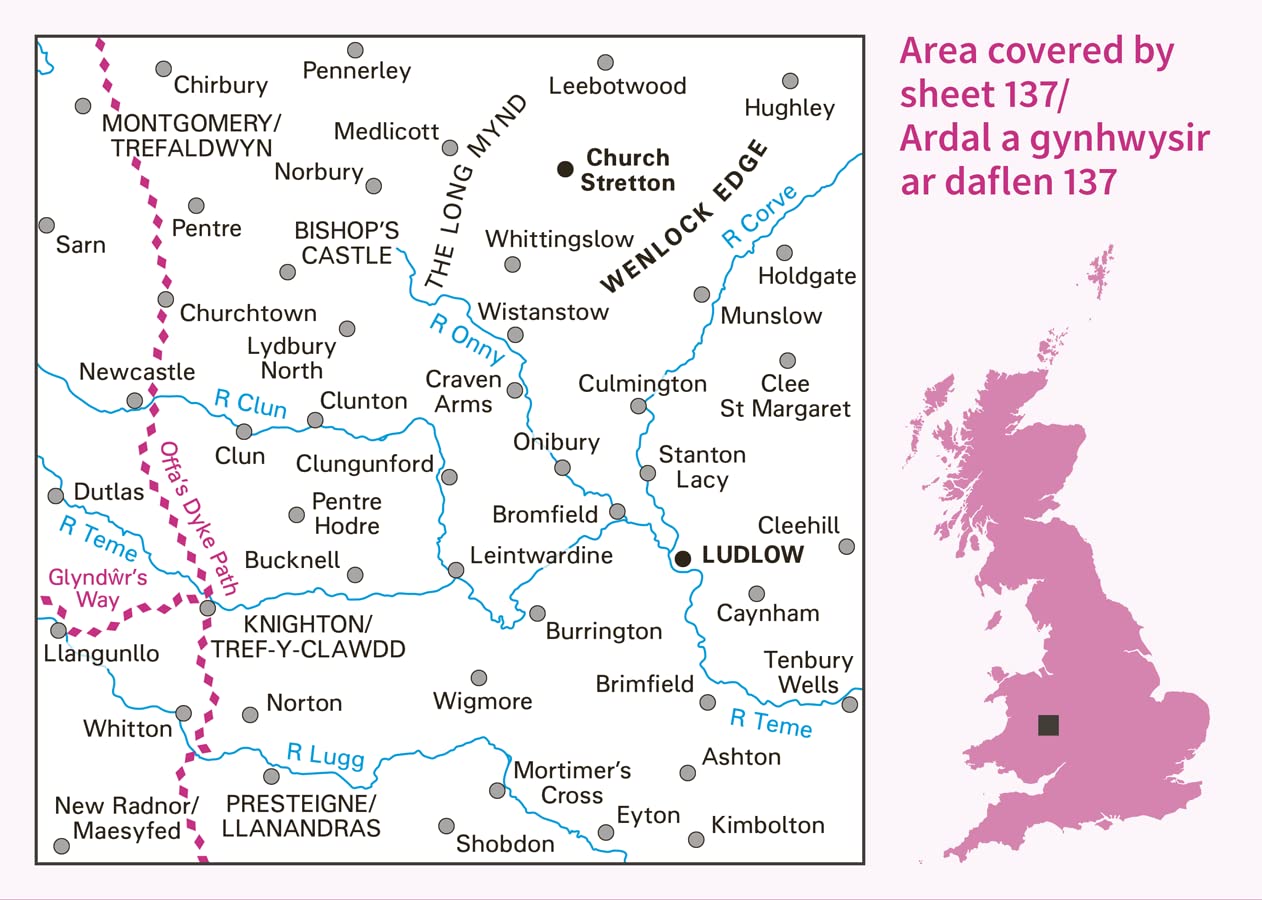 Church Stretton & Ludlow/Llwydlo Map | Wenlock Edge | Ordnance Survey | OS Landranger Map 137 | England | Walks | Cycling | Days Out | Maps | Adventure 4