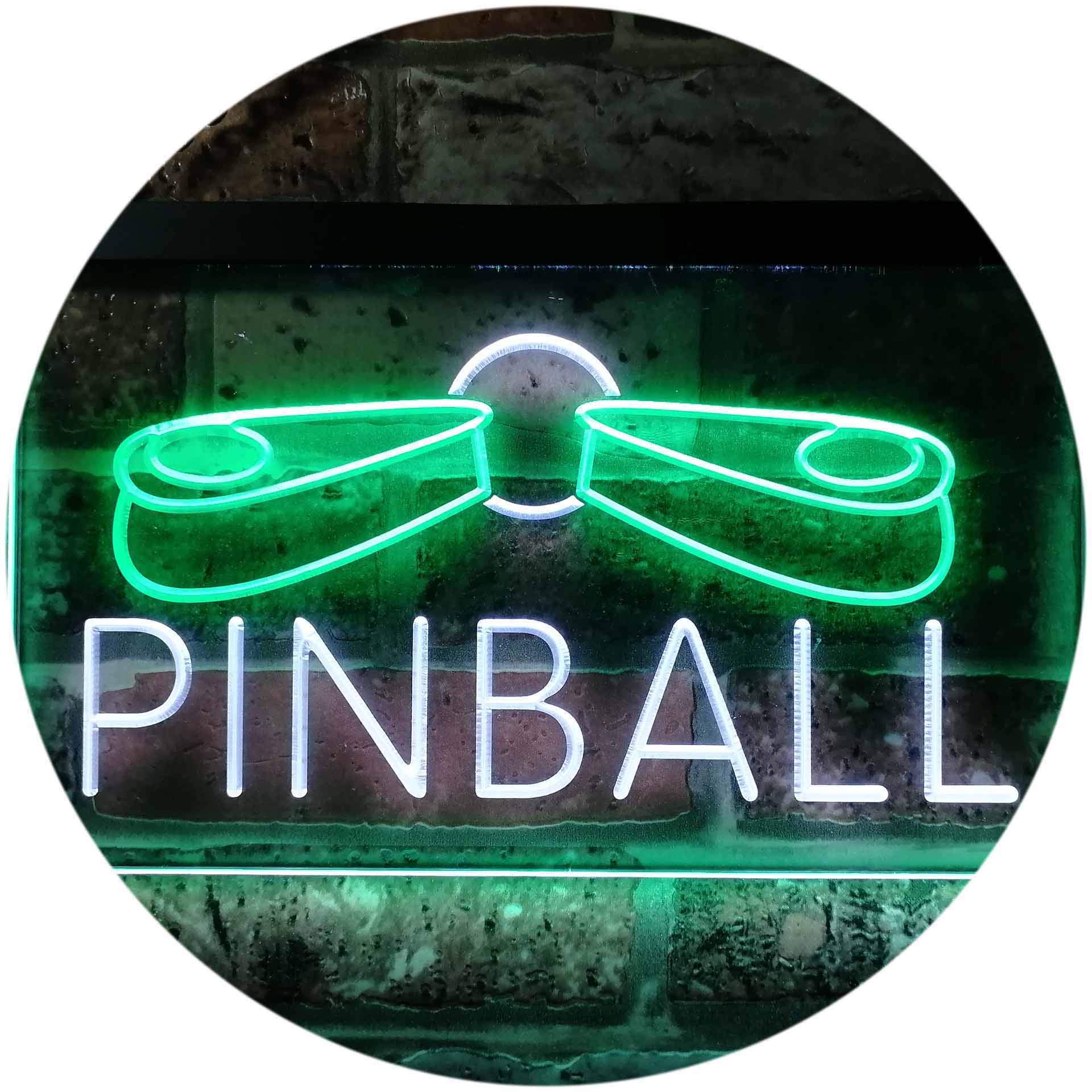 Pinball Machine Game Room Illuminated Dual Color LED Enseigne Lumineuse Neon Sign Blanc et vert 600 x 400mm st6s64-i0797-wg
