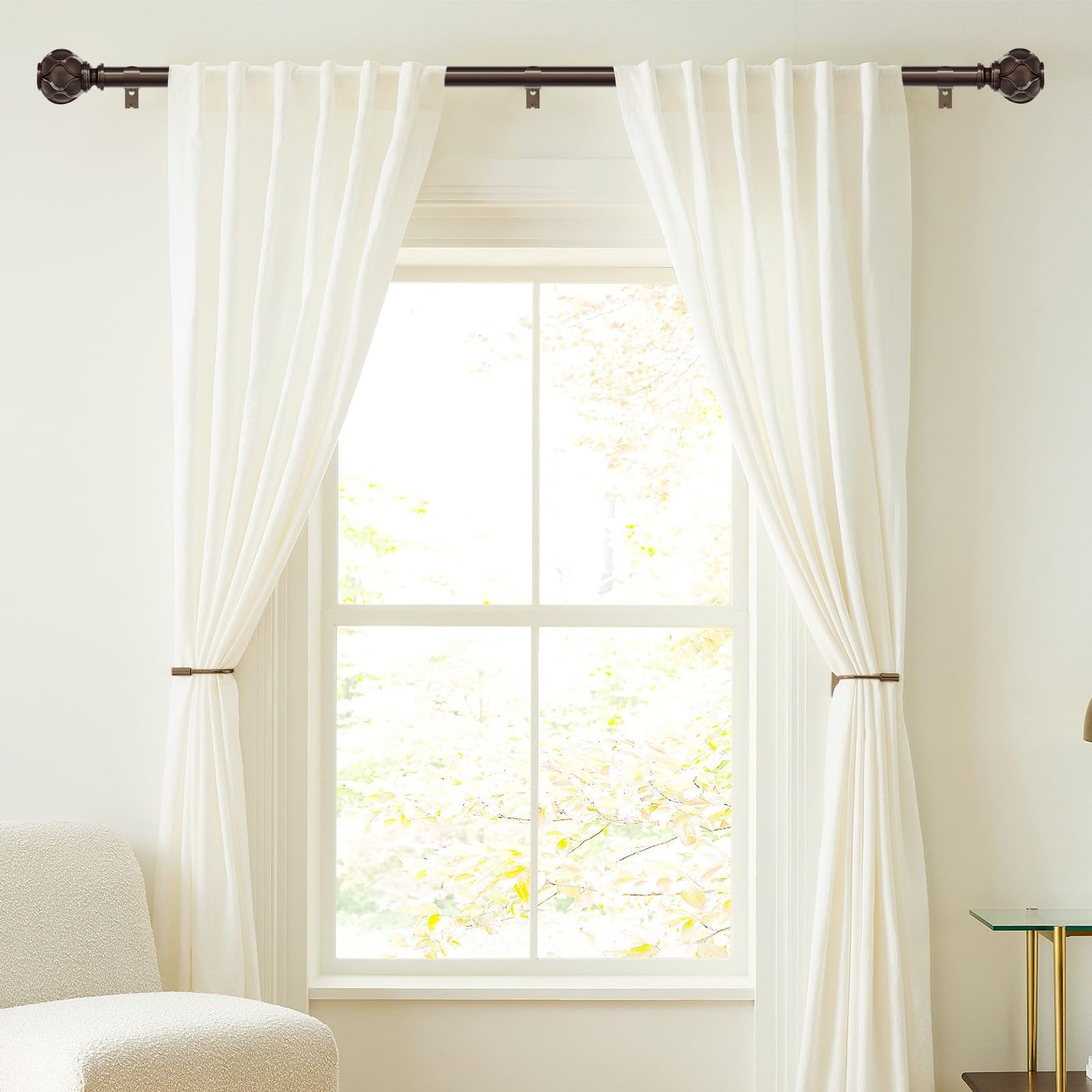 Long Bronze Curtain Rods - 2 Pack, 66-120 Inch -8 Long Bronze Curtain Rods - 2 Pack, 66-120 Inch -8