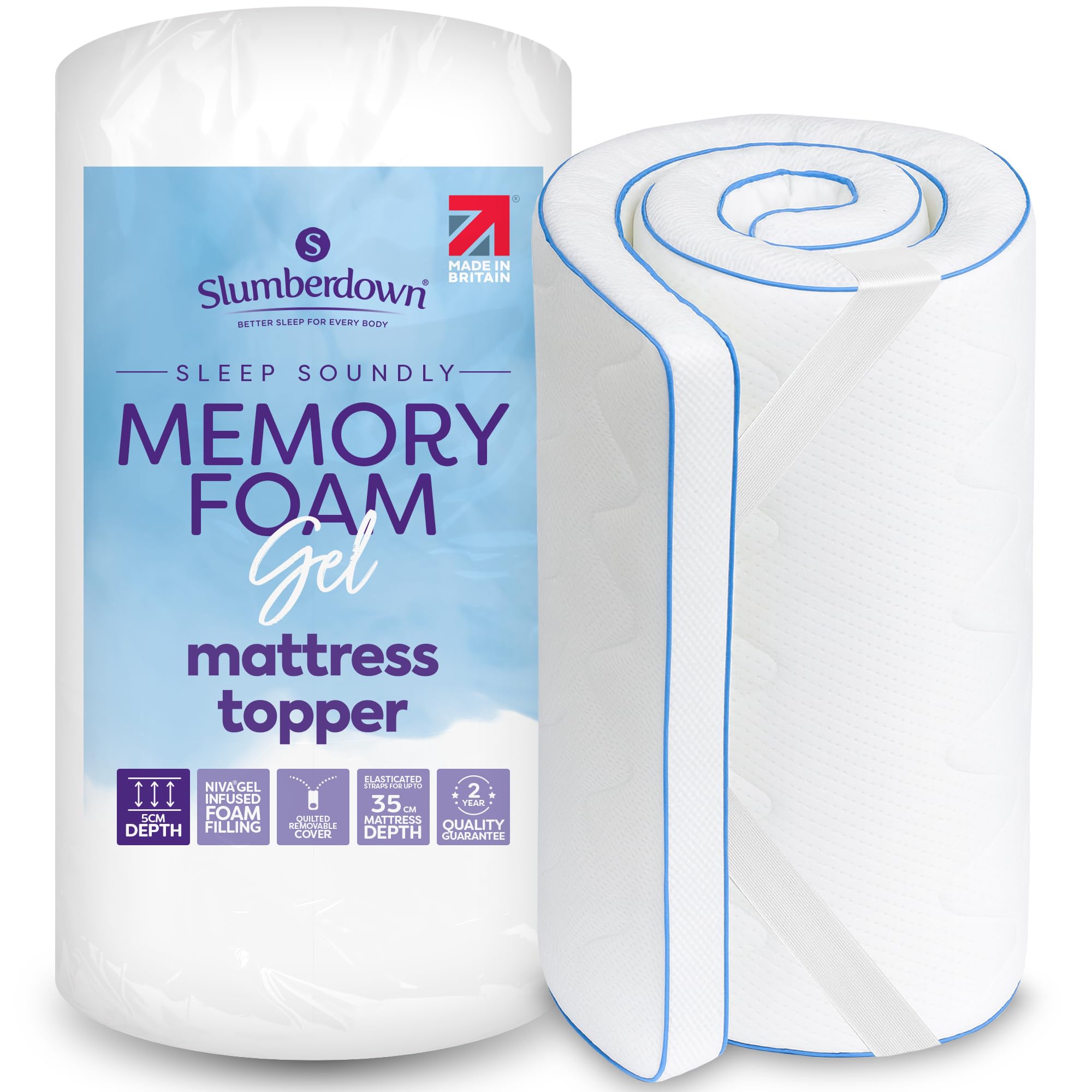 Slumberdown Gel Memory Foam Mattress Topper5CmSuper King from B&Q