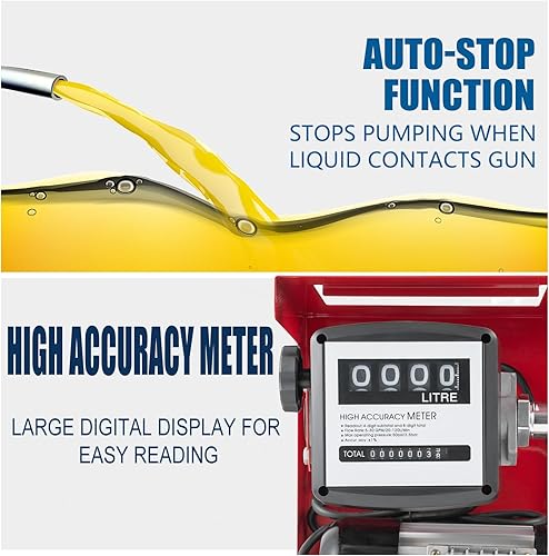 Miniatura 4 de Bomba de combustible diesel eléctrica de 110 V, 550 W, bomba de transferencia de combustible eléctrica de 16 GPM con medidor de visualización,