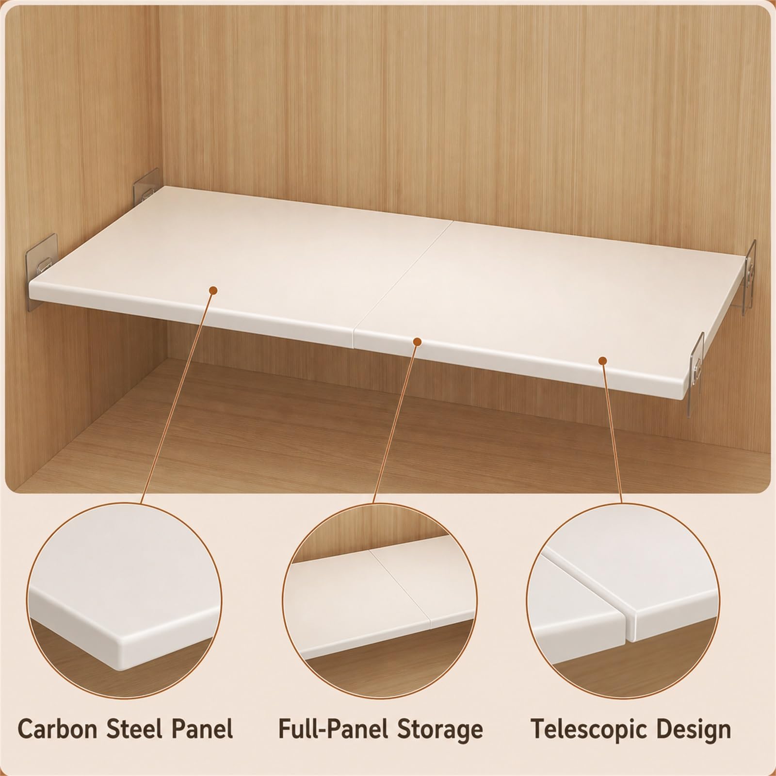 Separador De Armario Extensible,Estante De TensióN para Armario,Sin Clavos Separador De EstanteríAs,Ordenados Y Organizado,para Cocina,Mostradores,Despensa,BañO
