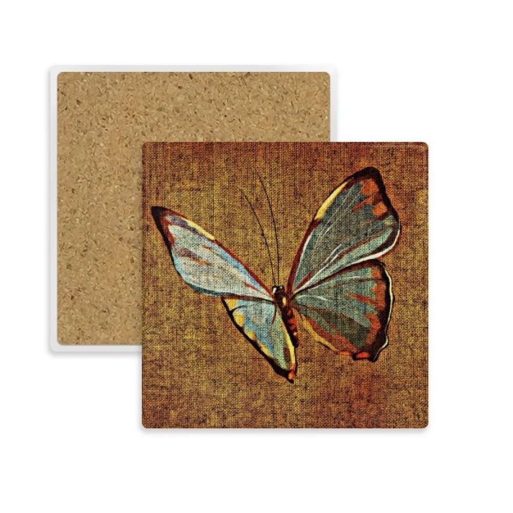 Pierre absorbante pour boisson motif papillon multicolore, repose-tasse lin