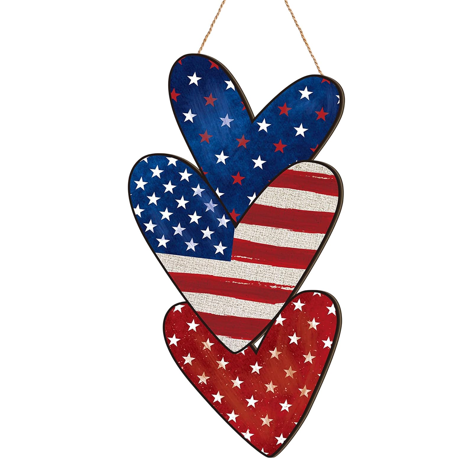 Tsophreniq 4Th of July Hanging Door Sign 250Th Anniversary Decorations Patriotics Door Hanger Americans Wood Plaques for Wall Wood Patriotics Wreath