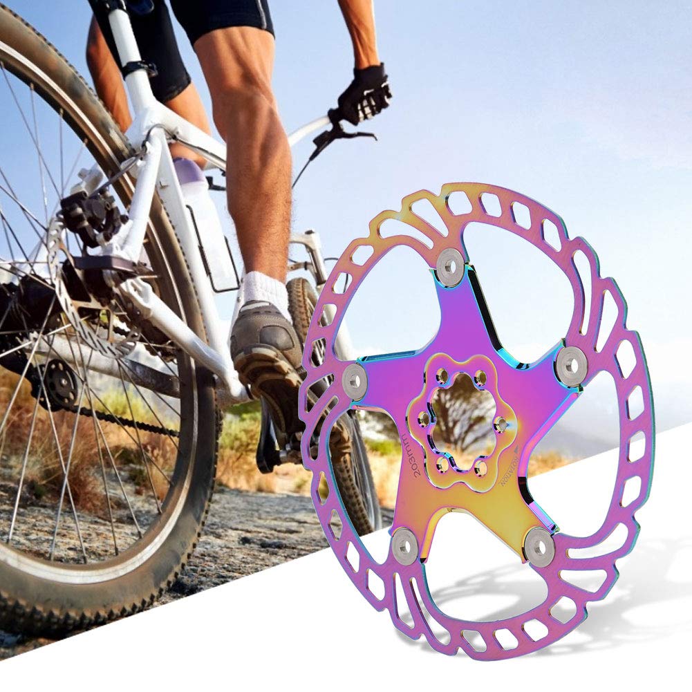 Qualité métal VTT 203mm cinq clous disque frein tranche plaquette de frein disque (Multicolore)