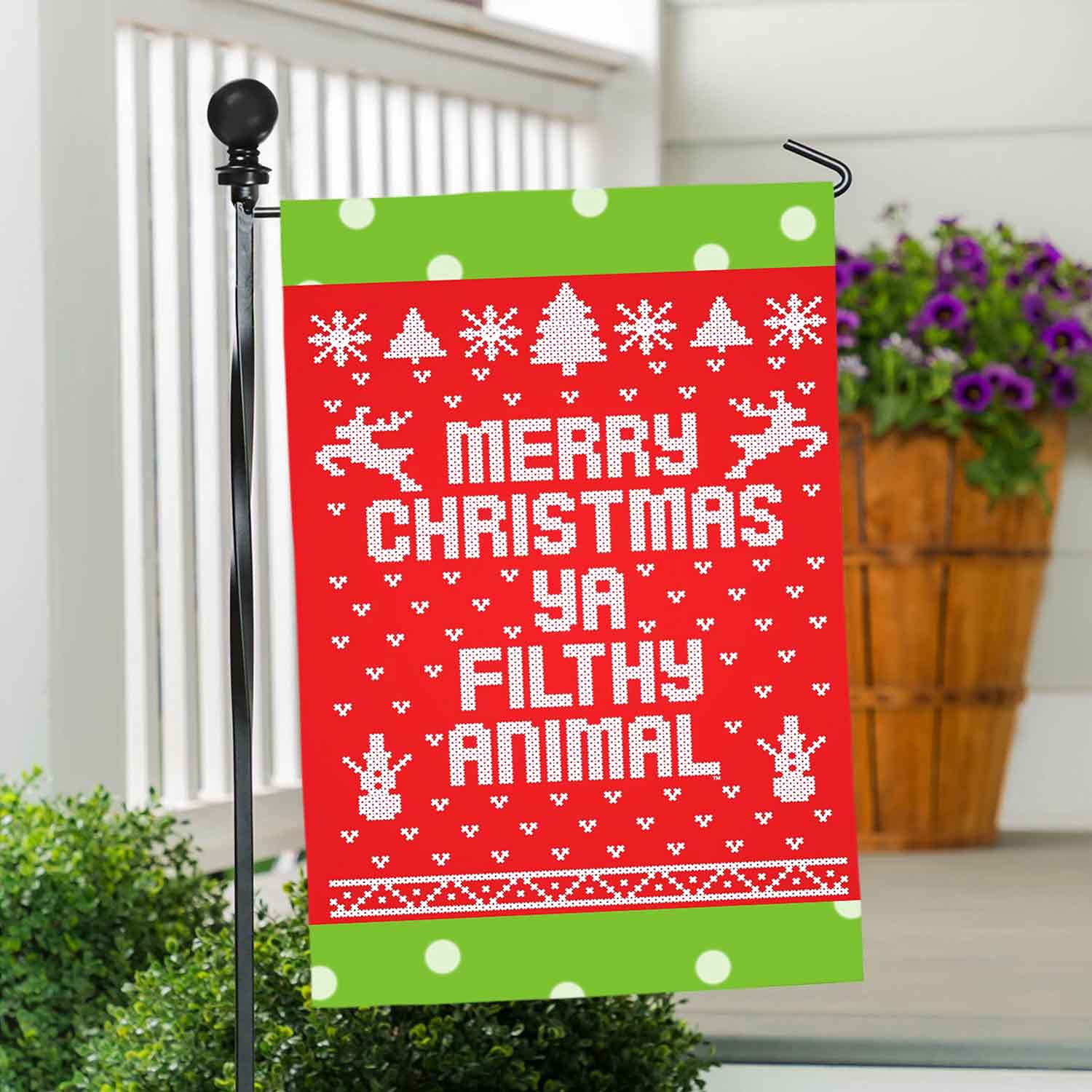 Merry Christmas Ya Filthy Animal Farmhouse Yard Outdoor Decoration Burlap Garden Flag 12.5 x 18 Inch Double Sided