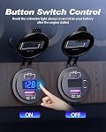 Meikuler 12V / 24V Built-in Socket Cigarette Lighter Charger, QC3.0 Type C Charger, with LED Voltmeter Display for Auto Boot Marine MacBook etc (PD & QC & Button)