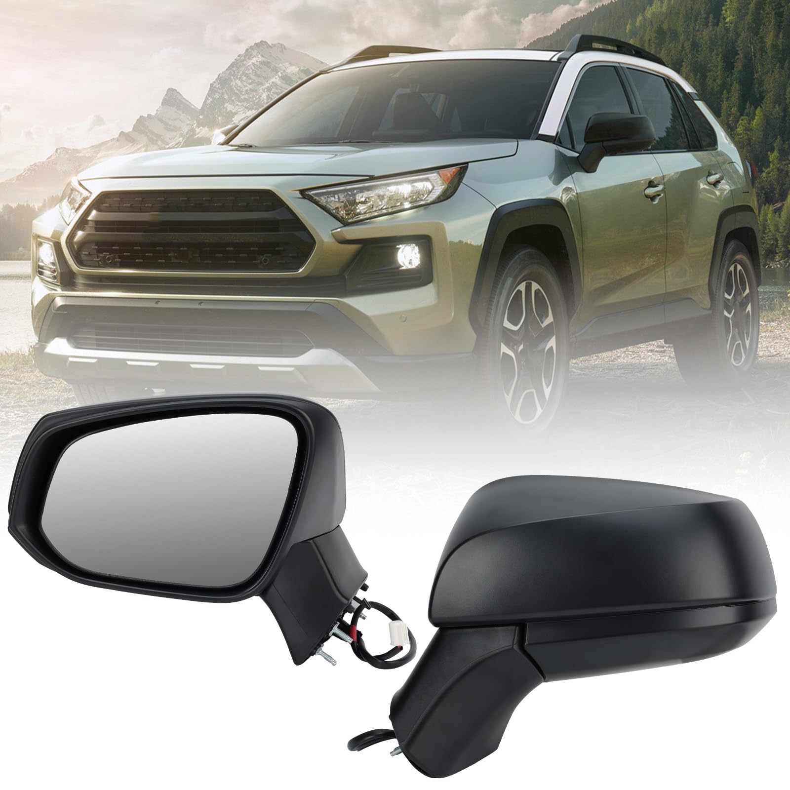 Right Passenger Side Mirror Compatible with Toyota RAV4 2019 2020 2021 2022 2023 2024 Door Mirrors Power Manual Folding Non-Heated 3 Pins product thumbnail 2