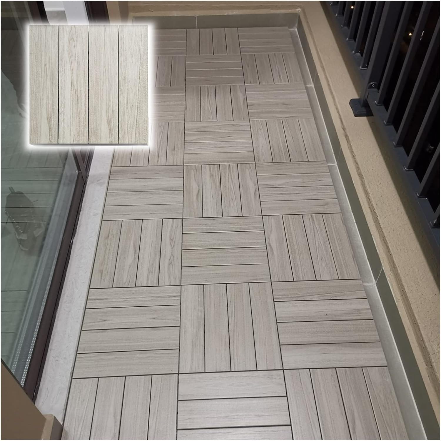 Hpthly Natural Shower Bath Mat Deck Tiles Interlocking Flooring Tiles Wood Balcony Patio Tiles,-1Pcs