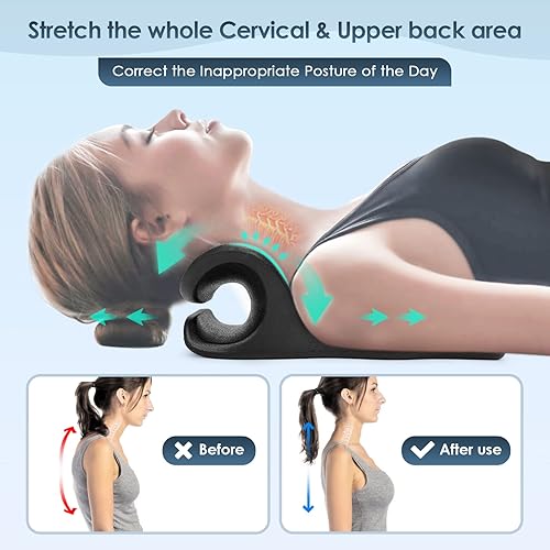 Miniatura 3 de Wingeema Relajador de cuello y hombros con punto de masaje superior de la espalda, dispositivo de tracción cervical para alivio del dolor de TMJ y