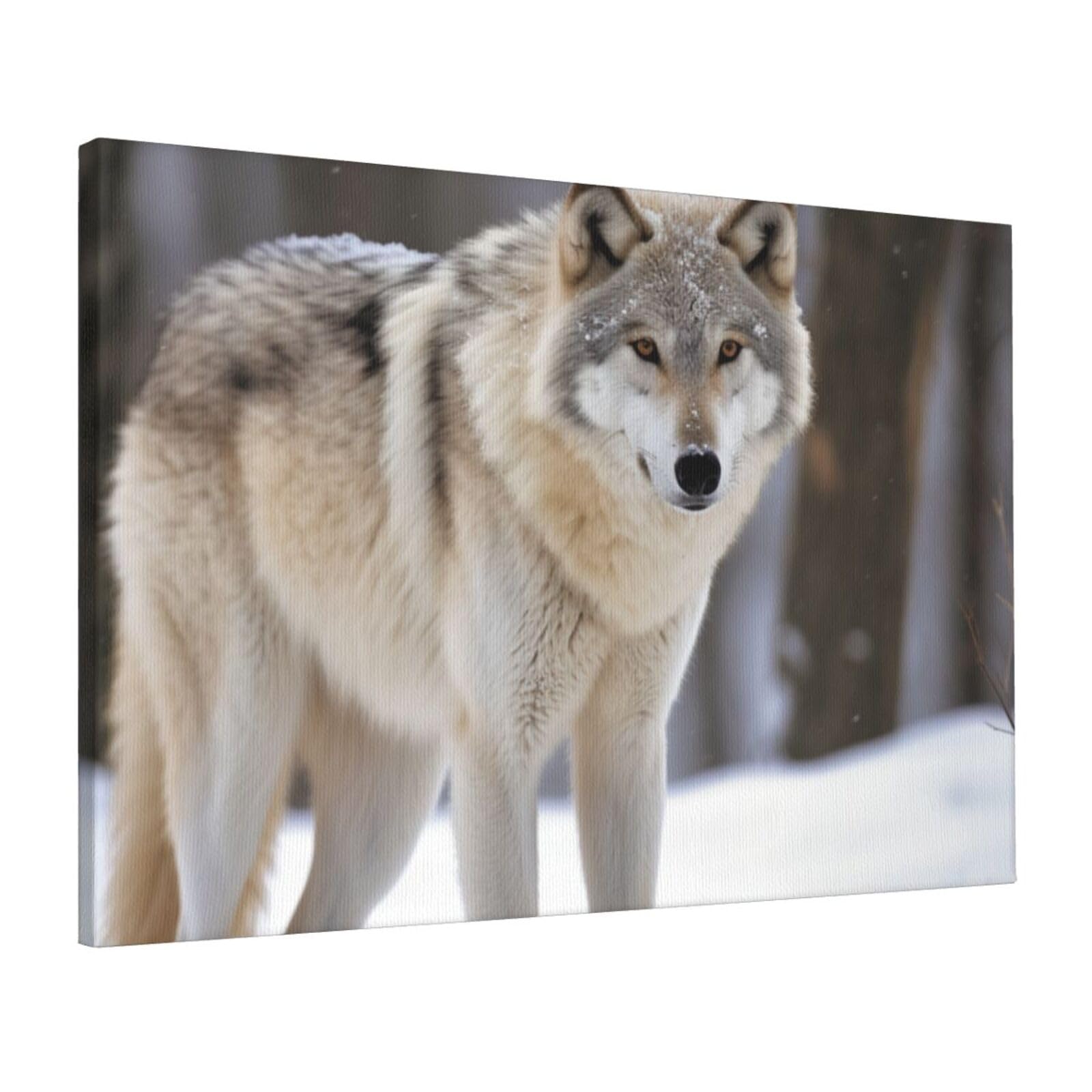 FodPand Canvas Wall Art for Living Room Wall Decor 16"x24" Modern Artwork Painting Pictures Hanging Canvas Prints wolf in the snow Aesthetic Wall Art for Bedroom Bathroom Office Wallart Decor