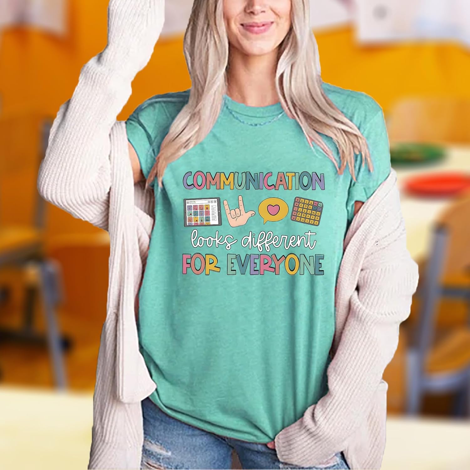 Teacher Shirts for Women Autism Speech Therapy T-Shirt Special Education Mental Health Teacher T-Shirt SLP Graphic Tee Top - Image 4