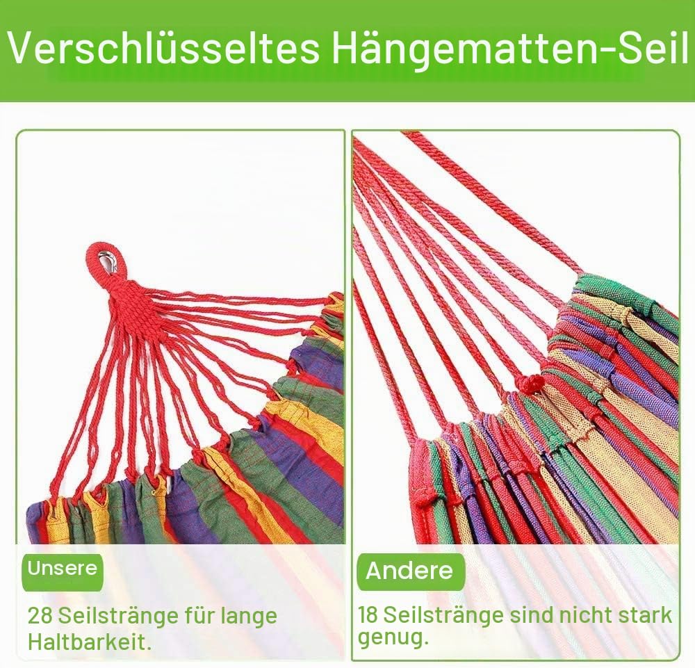 Goutime 2,6m Doppelhängematte mit Ständer, 250 kg Tragfähigkeit, inklusive tragbarer Tragetasche, perfekt für Indoor-Außenterrasse, Terrasse, Hof, Balkon (blau und grün)