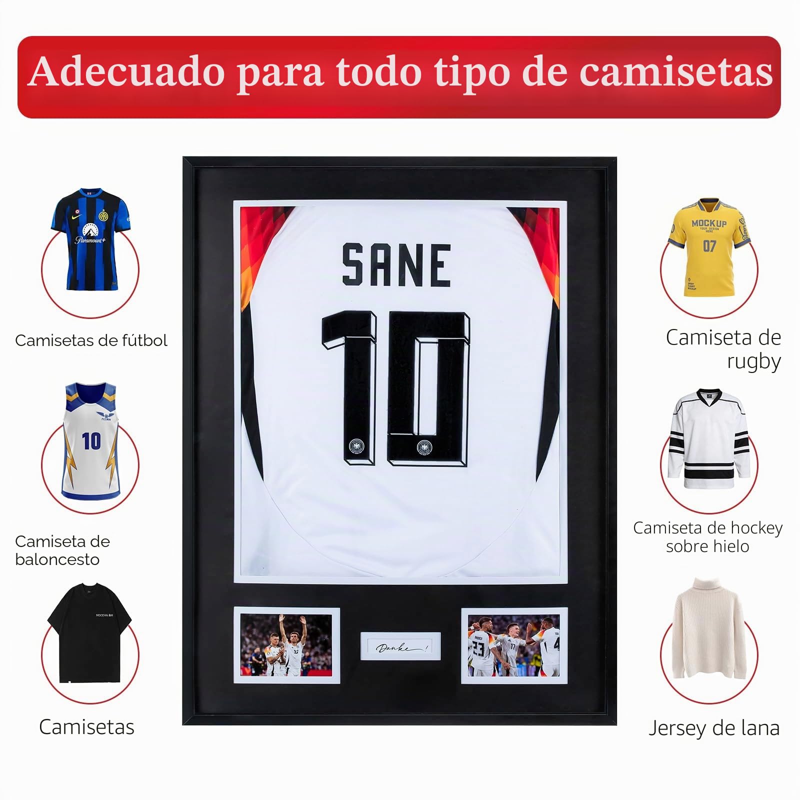 Marco de camiseta de 60 x 80 cm, marco de fotos, marco de aluminio, camiseta de fútbol, marco de objetos grande, XL, marco 3D para camisetas, color negro