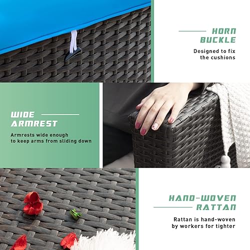 Miniatura 5 de Devoko Juego de 7 muebles de patio al aire libre con mesa de fogata de propano juego de sofá modular para patio al aire libre con fogata de gas y