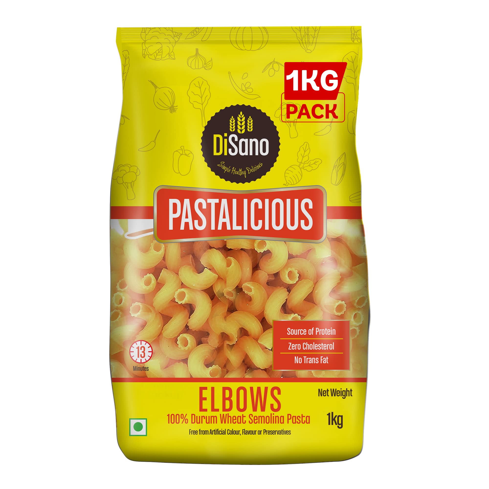 Disano Pastalicious 100% Durum Wheat Macroni Pasta, Elbow, 1Kg & Pastalicious 100% Durum Wheat Penne Pasta, 1Kg