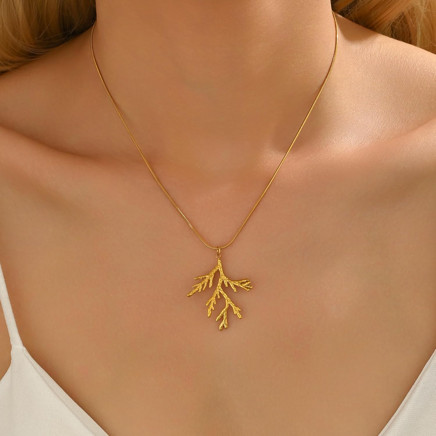 Pendant Necklaces for Women 18K Gold Plated Leaf Sea Shell Conch Necklace Dainty Sun Moon and Star Necklaces Trendy Butterfly Heartbeat Dolphin Love Necklace - Image 4