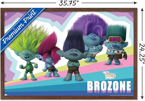 Miniatura 3 de Trends International Trolls Band Together - Póster de pared de brozone, 22.37 x 34.00 pulgadas, versión enmarcada de caoba