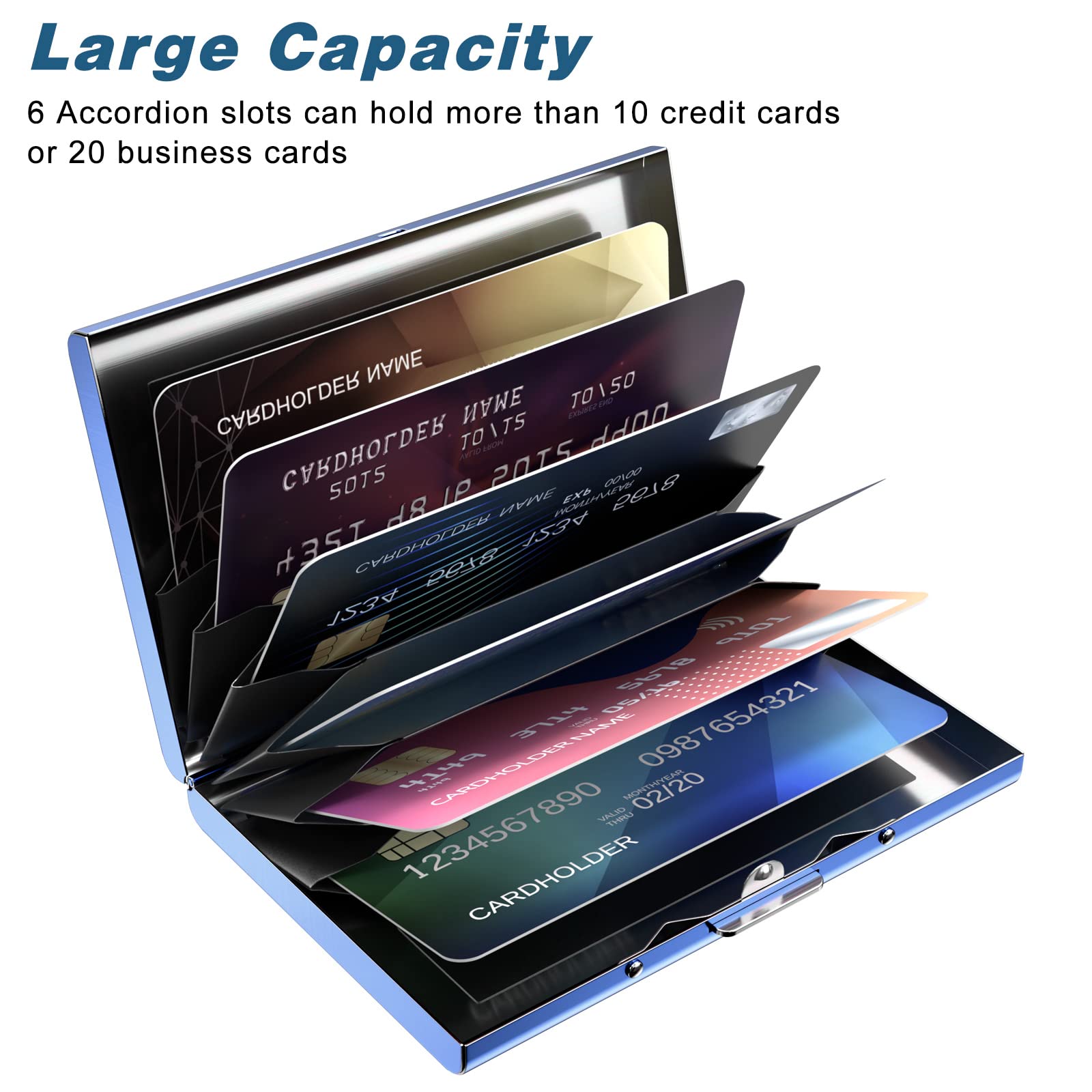 Porta Carte Di Credito In Metallo Rimilak – RFID Block – Sottile E Portatile – 6 Slot – Fantasia Foglie Verdi - 2