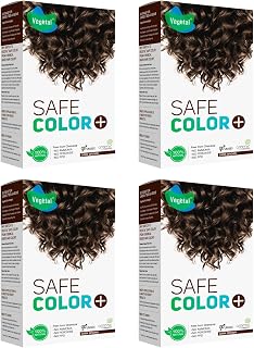 Vegetal Safe Hair Color - Dark Brown 50gm (Pack of 4)| Certified Organic Allergy Free Bio Natural Hair Color with No Ammonia Formula for Men and Women