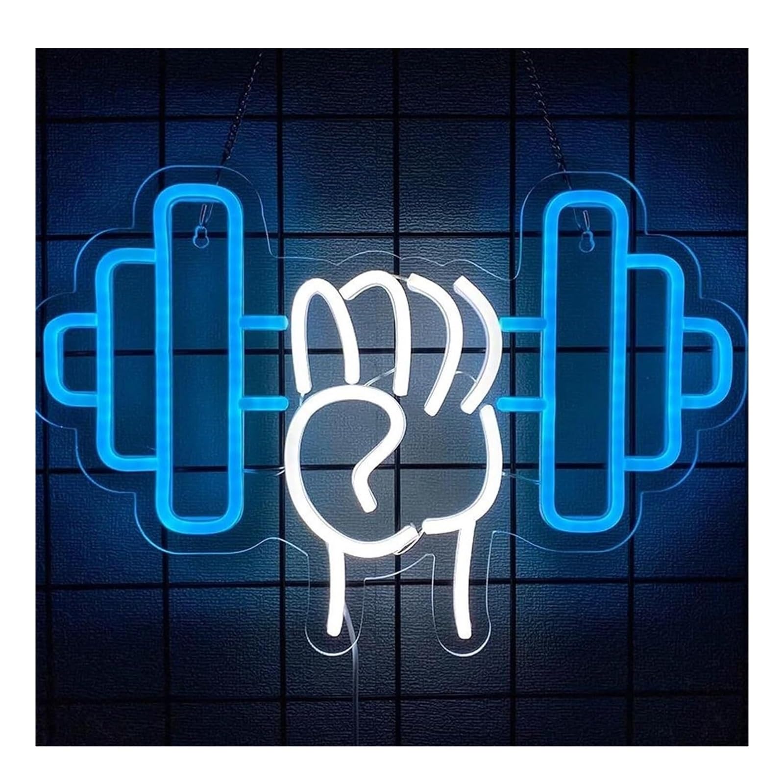 Zynther Neon lamp Soothing Atmosphere Lamp Dumbbell Shape Neon Sign Light for Gym Room Bedroom 40.5cmx27.5cm