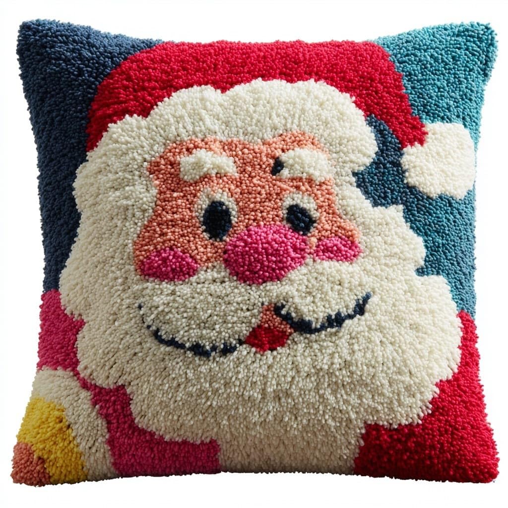 WallustrioaW Latch Hook Kit Cushion Latch Hook Kits,Santa Claus