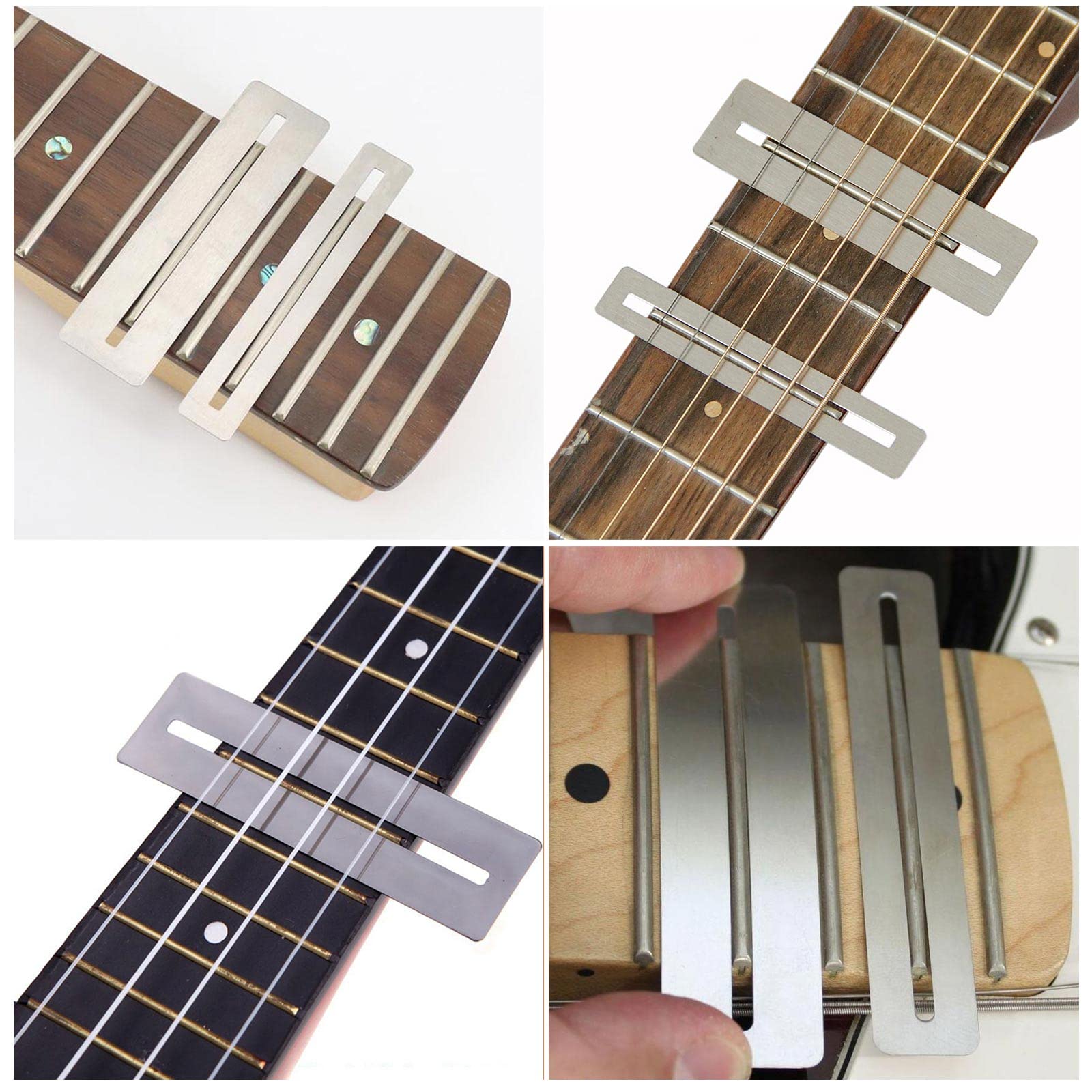 Kit di Strumenti per Liutaio per Chitarra 11PCS, Lima per Tasti, 2 Fret Tastiera Protettore, Fret Rocker, 4 Carta Vetrata, 2 Separatore di Corde, Trave Lvellamento per Chitarra Basso Banjo