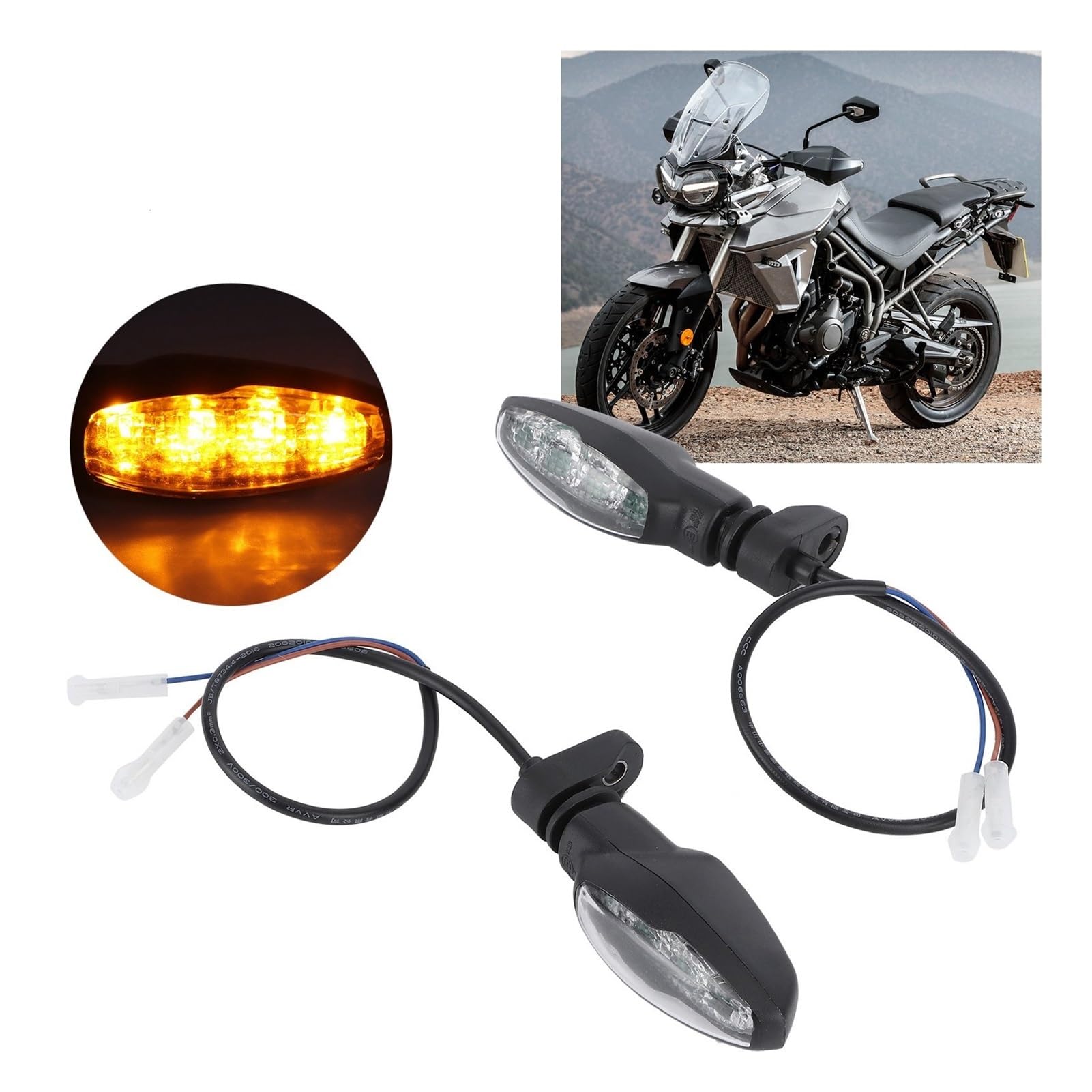 PBCGTFHJK L-ed Turn Light Pairs Motorcycle Turn Light L-ed Front L-ed Amber Indicators Fit For Triumph 800/1200
