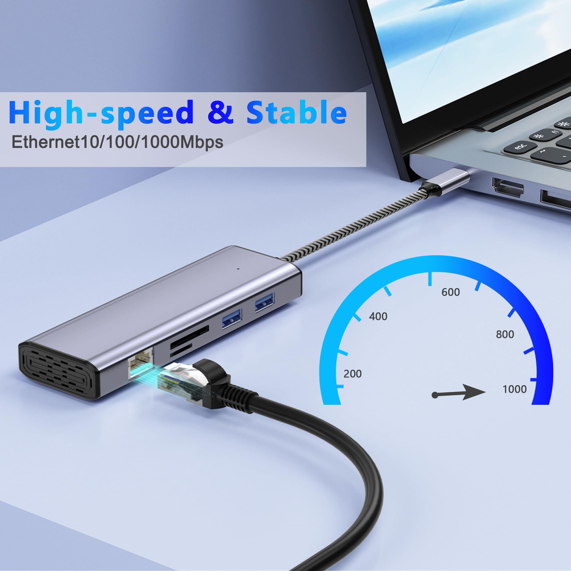 Docking Station Dual Monitor, USB C a Dual HDMI, USB C 10 in 1 Docking Station 3 Monitor con HDMI/VGA/PD/Ethernet/USB/SD/TF/3.5mm Audio