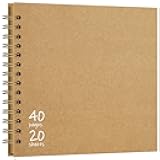 DIY Scrapbook Album 10x10 Inch Hardcover Kraft Paper Scrap Book Photo Albums with 40 Blank Pages for Wedding Baby Shower, Kraft Color