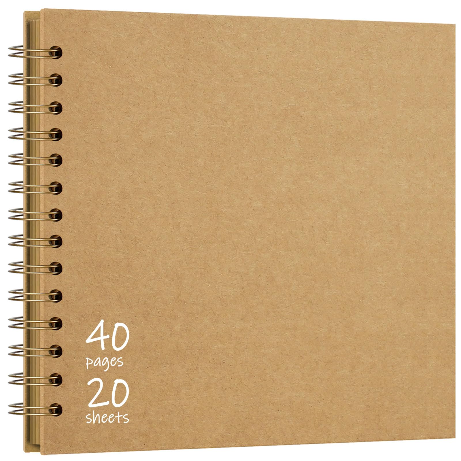 Vienrose DIY Scrapbook Album 8x8 Inch Hardcover Kraft Paper Scrap Book Photo Albums with 40 Blank Pages for Wedding Baby Shower, Kraft Color