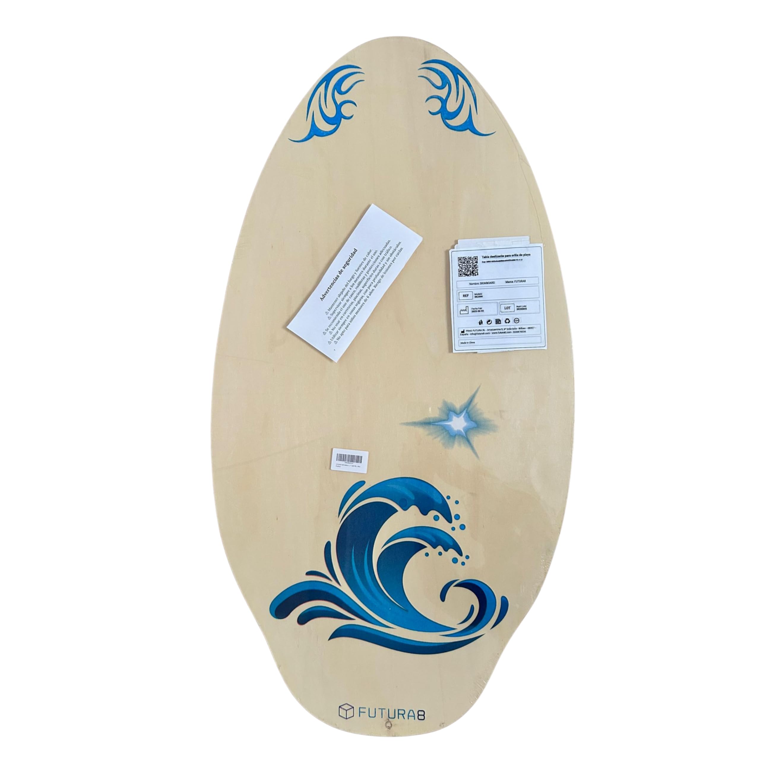 FUTURA8 Skimboard Madera Tabla Deslizante Antideslizante Ligera Resistente al Agua Adultos Principiantes Playa