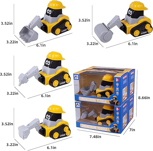 Miniatura 6 de Vehículo de construcción Juguete de ingeniería de vehículos Tipo de prensa Coche de juguete Coche de empuje de juguete Inercia Coche deslizante Caja